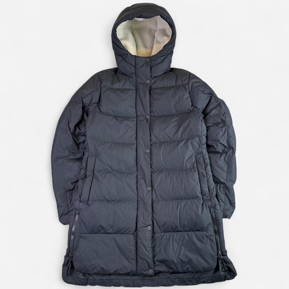 REI Co-Op Down Puffer Jacket Womens Small Hooded Sherpa Lined Black